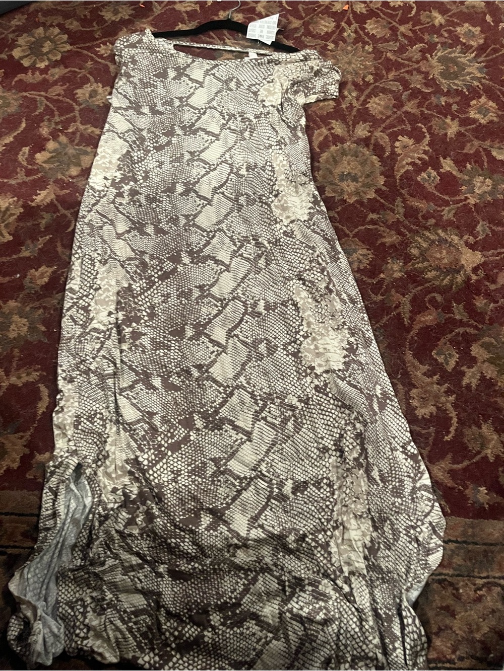 LuLaRoe Macy Snake Print Maxi Dress in Taupe and Cream Size XS